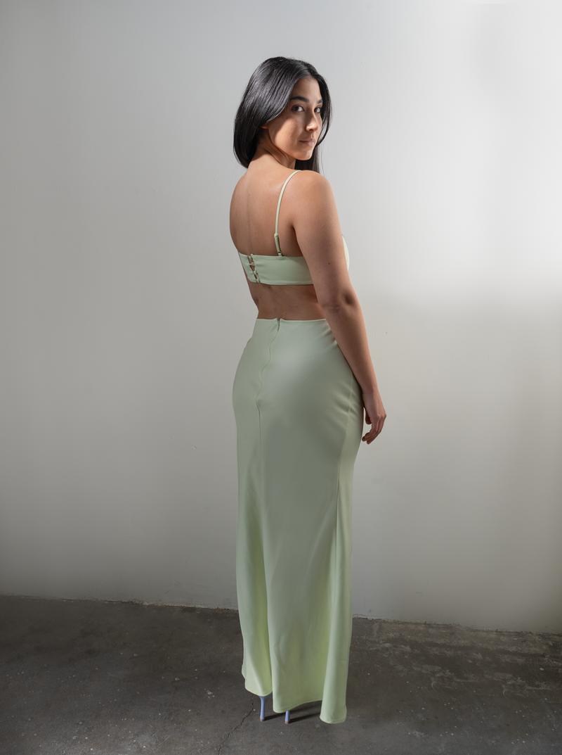 Jasmine Cut Out Maxi Dress- Lime