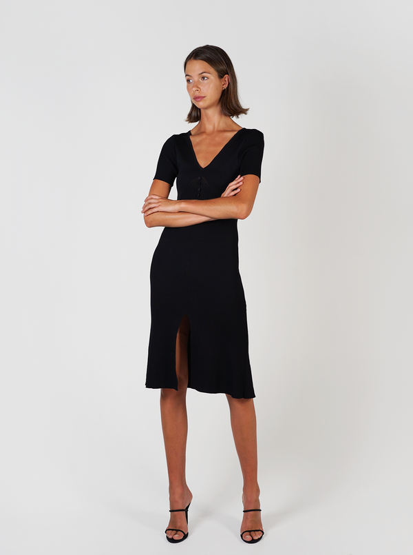 Midi Knit Dress - Black