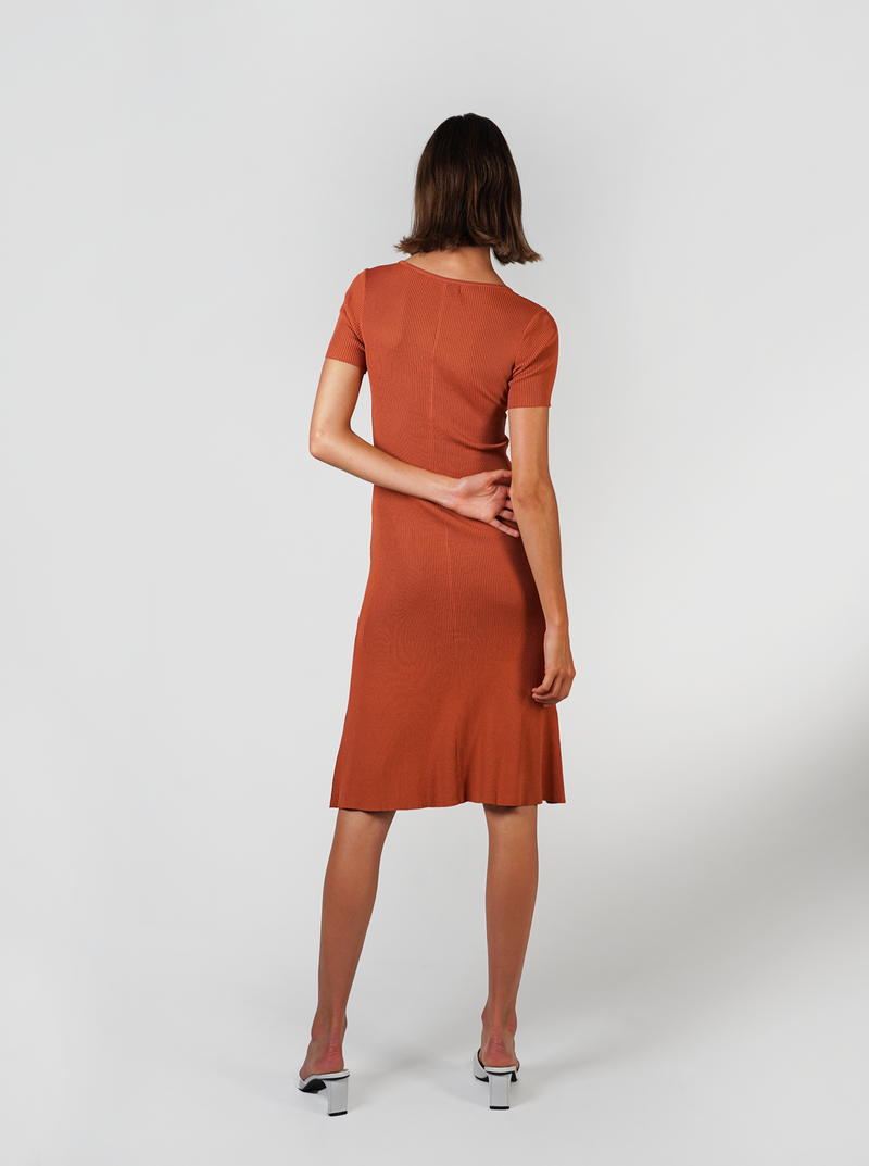 Midi Knit Dress- Terracotta