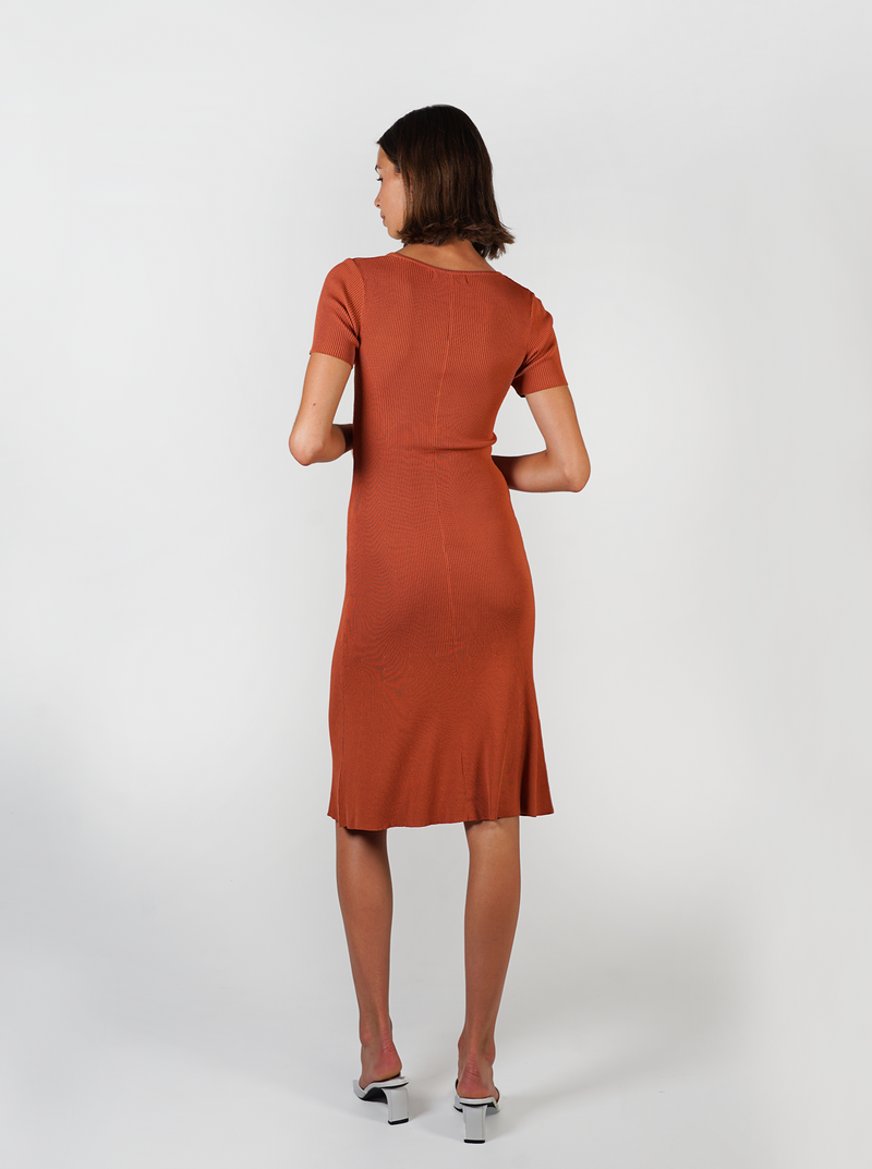 Midi Knit Dress- Terracotta