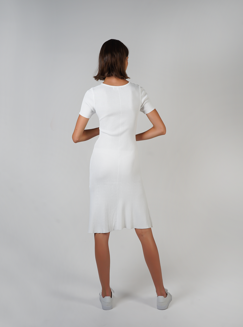 Midi Knit Dress- White