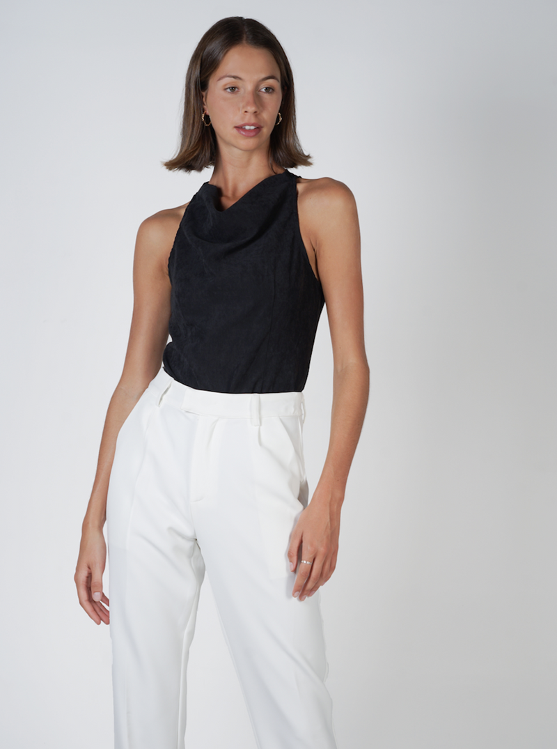 High Waist Tapered Trousers- White