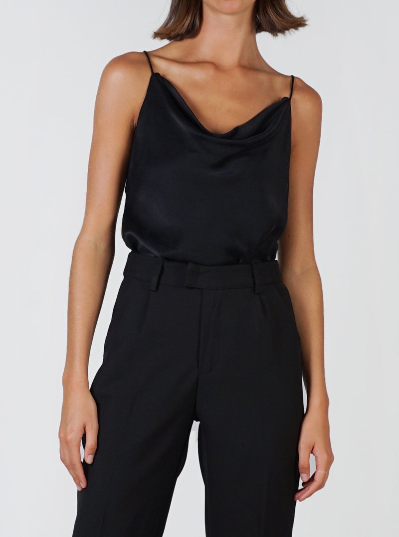 Multi-Tie Silk Camisole- Black