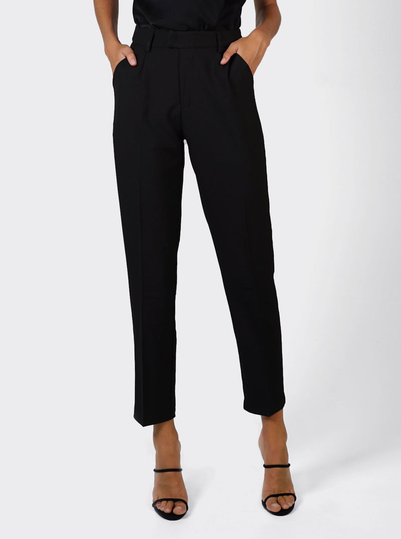 High Waist Tapered Trousers- Black