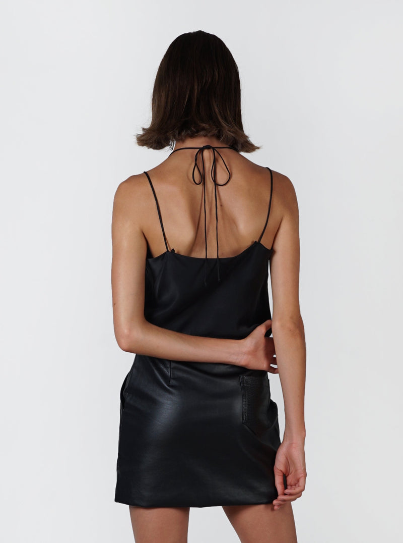 Multi-Tie Silk Camisole- Black