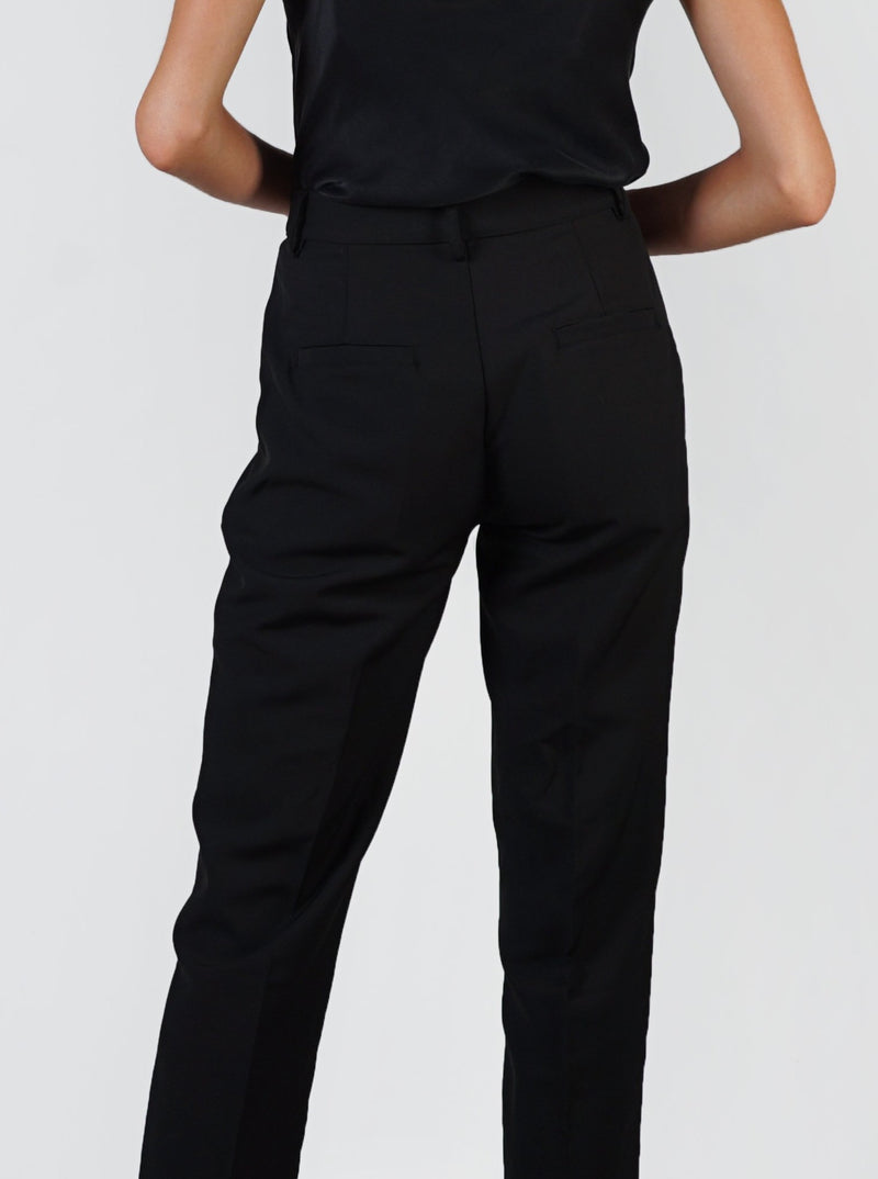 High Waist Tapered Trousers- Black