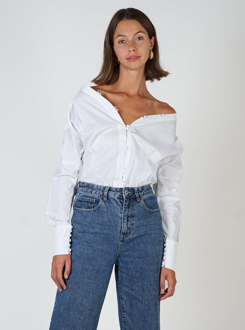 Button Cotton Shirt- White