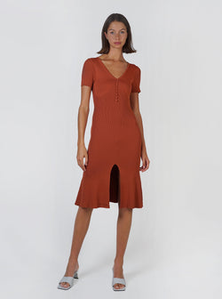 Midi Knit Dress- Terracotta