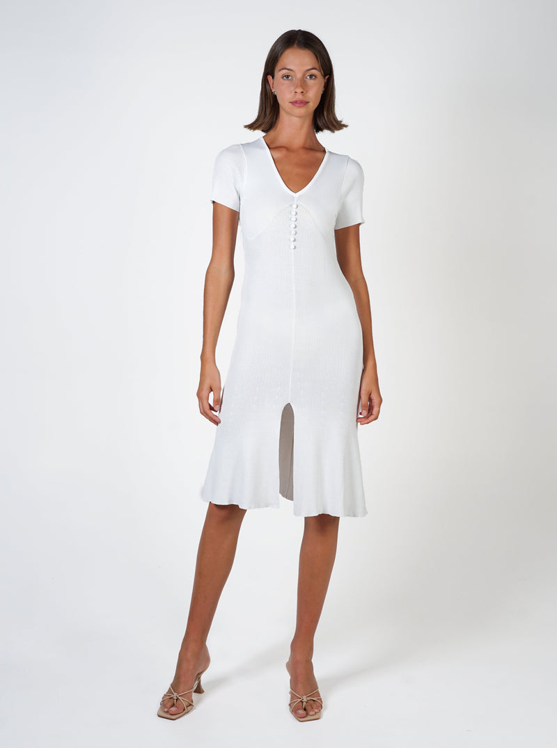 Midi Knit Dress- White