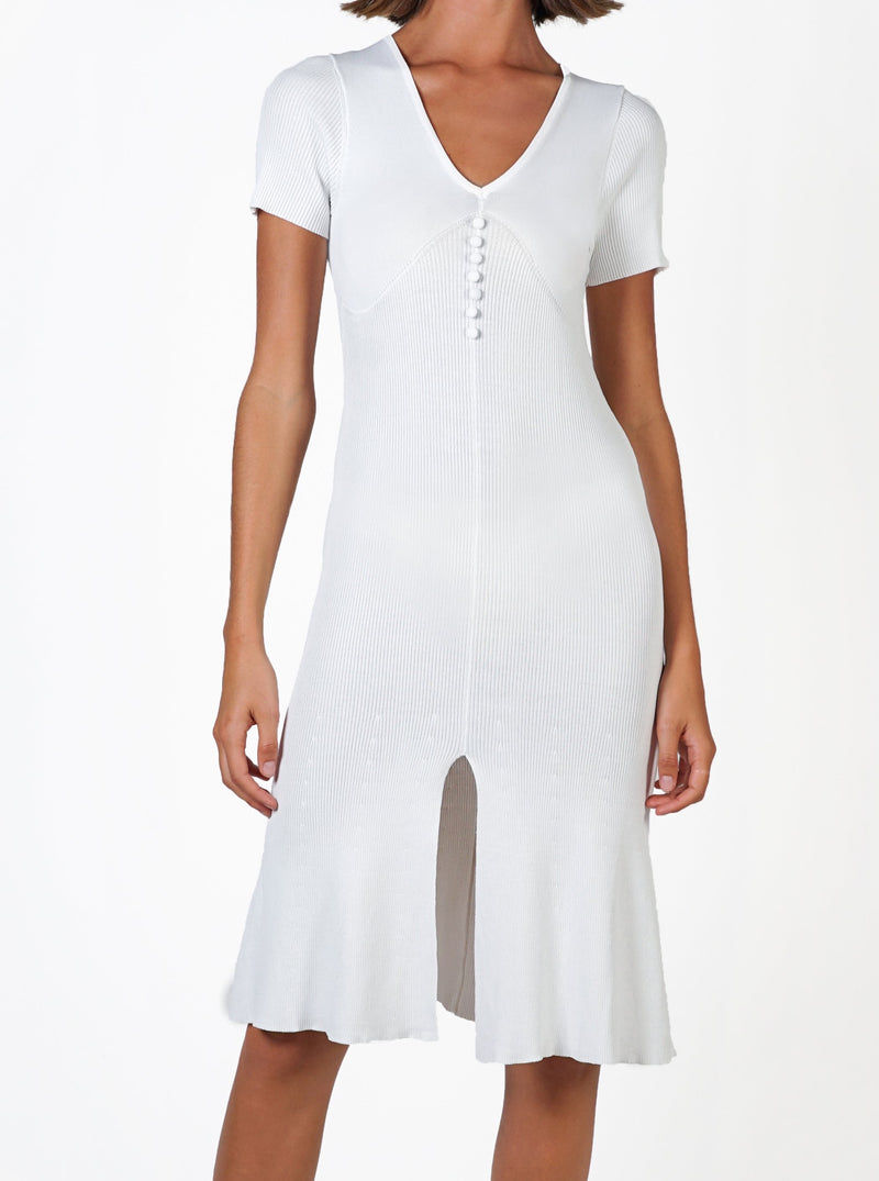 Midi Knit Dress- White