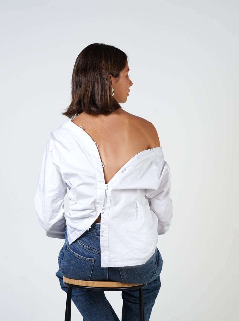 Button Cotton Shirt- White