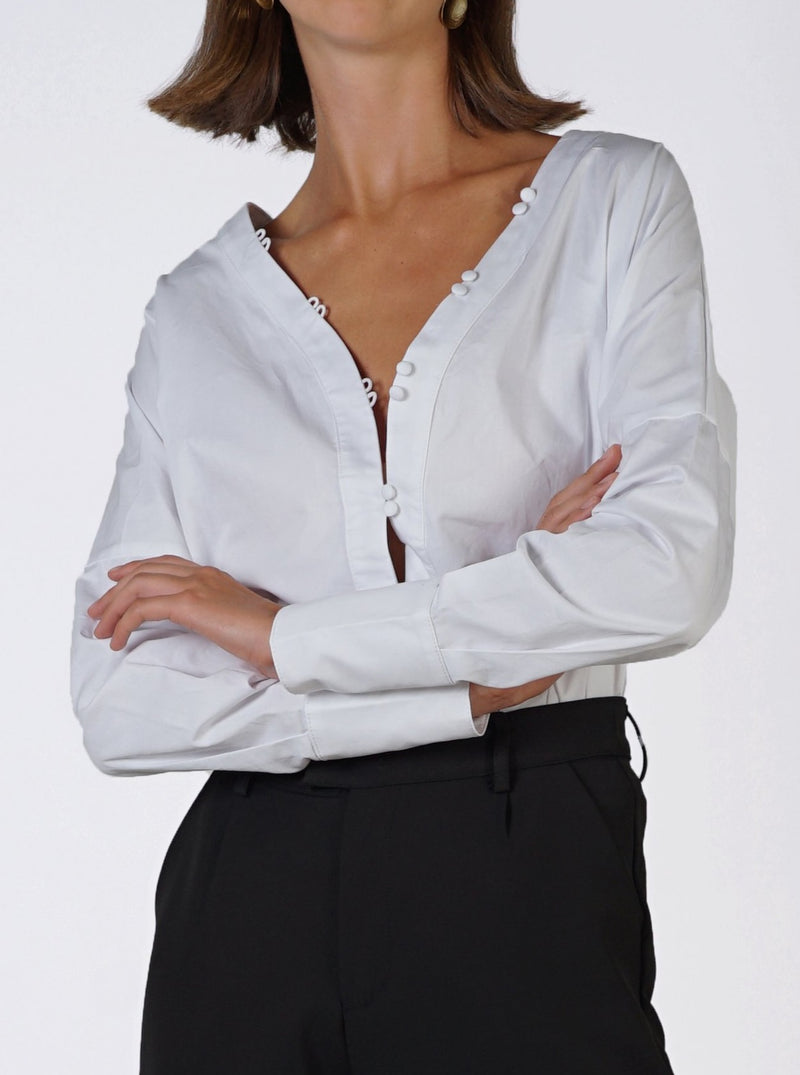 Button Cotton Shirt- Black